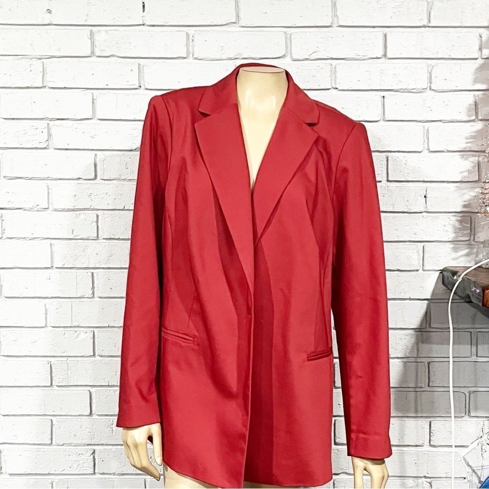 Lane Bryant The Bryant Blazer Red Open Front Notched Lapel Statement Plus 18